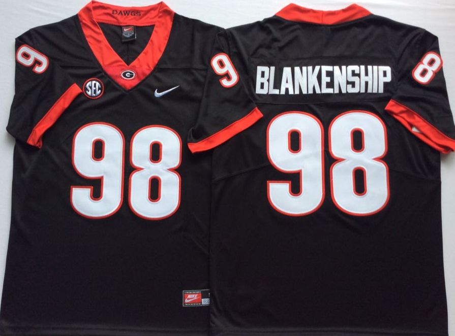 Men Georgia Bulldogs 98 Blankenship Black Nike NCAA Jerseys